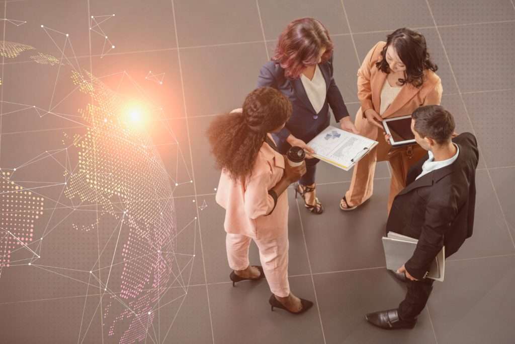 10 Dynamic Career Advancement Networking Strategies 14 business people working using technology connect with others 1024x683 1